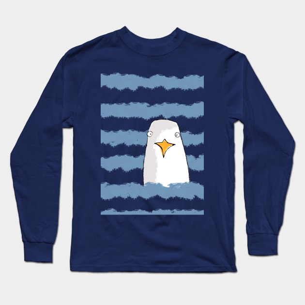 seagull on the sea Long Sleeve T-Shirt by barbasantara